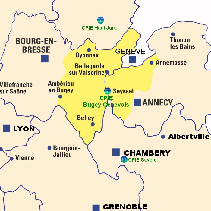 Carte du territoire CPIE Bugey Genevois